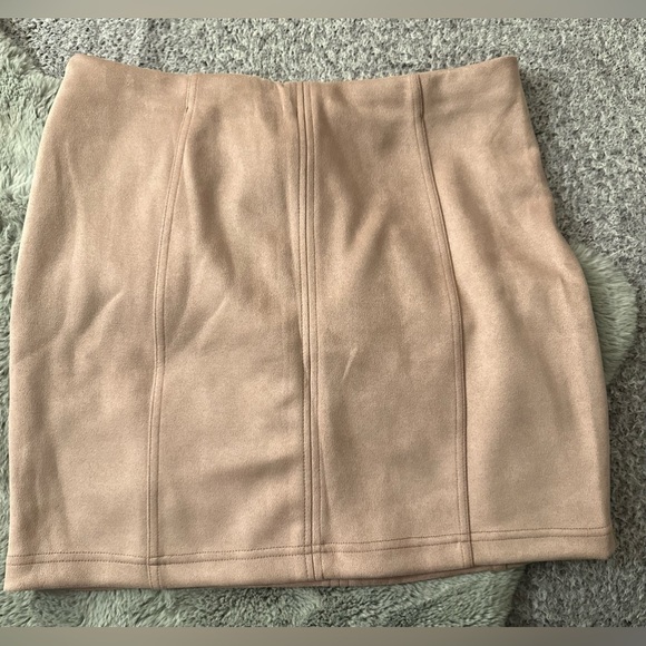 Shinestar Dresses & Skirts - Faux Suede Tan Skirt